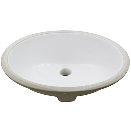 Novatto Oval Undermount White Porcleain Sink with Overflow, 19.5" x 16" NP-U191307